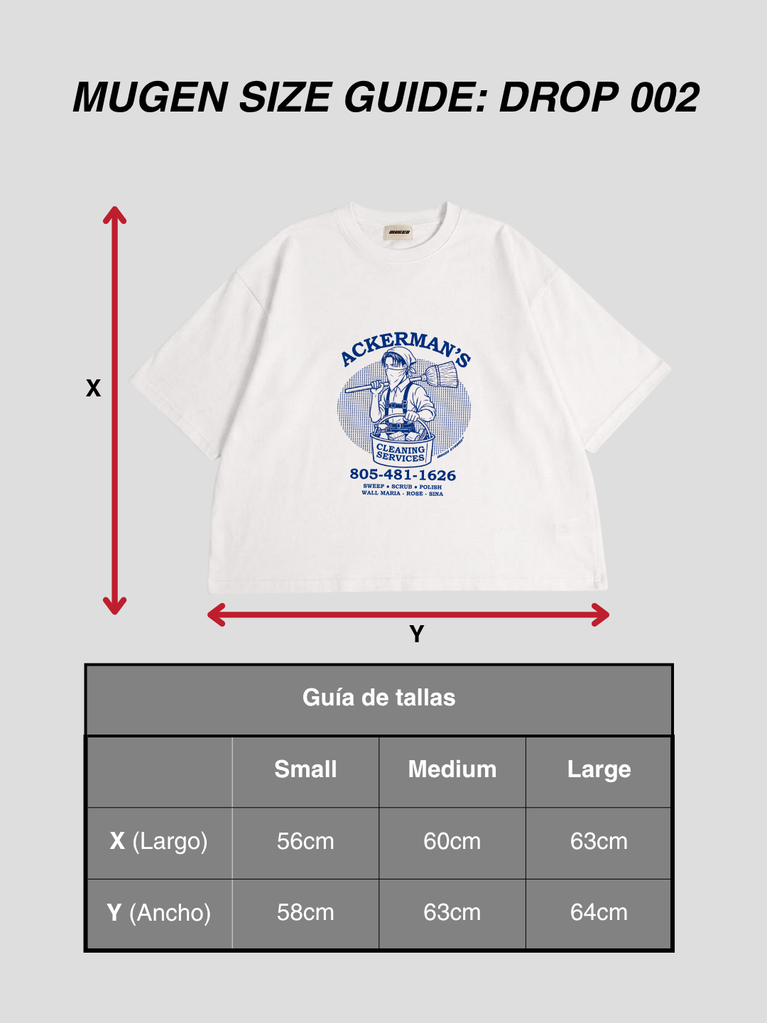 Guía de tallas Ackerman's Cleaning Services Tee